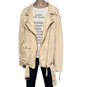 NWT Free People Rebel Knit Moto Jacket in Vanilla Crème